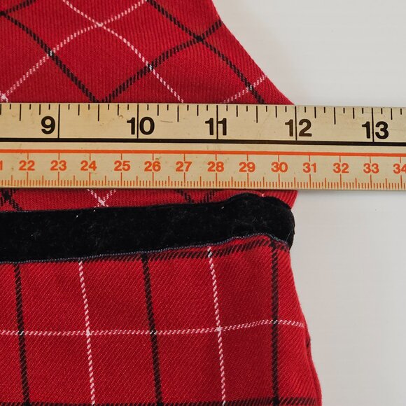 OshKosh Dress Girls 5 Red Plaid Sleeveless Velvet Floral Trim Holiday Party - Picture 4 of 11